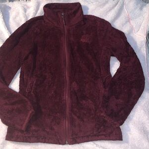 North Face maroon women’s fleece jacket size small-read description